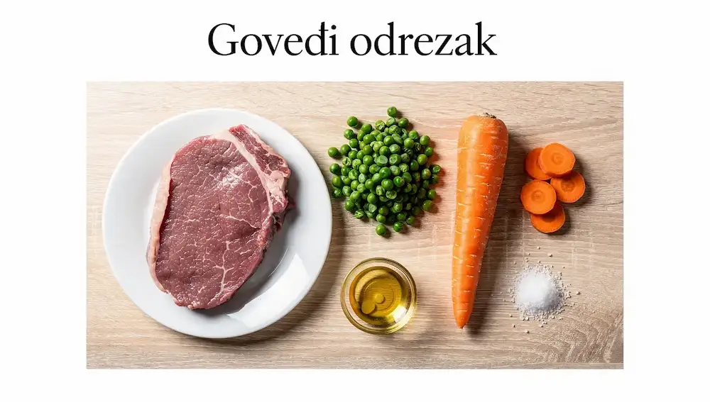 Goveđi odrezak s graškom i mrkvom na pari