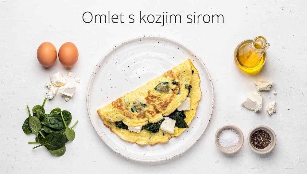 Omlet s kozjim sirom i špinatom