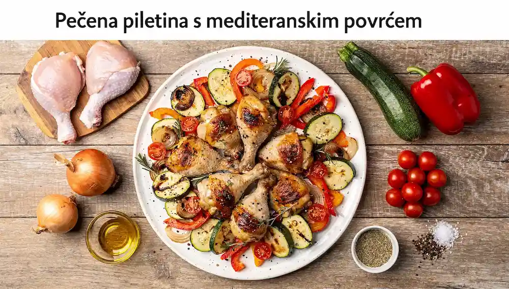 Pečena piletina s mediteranskim povrćem