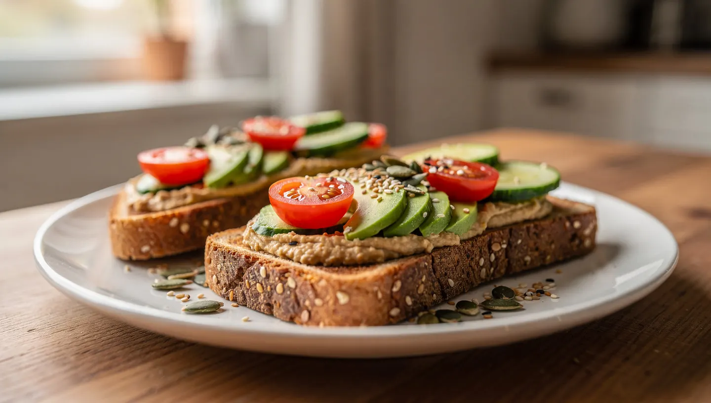 Avokado tost s humusom i povrćem