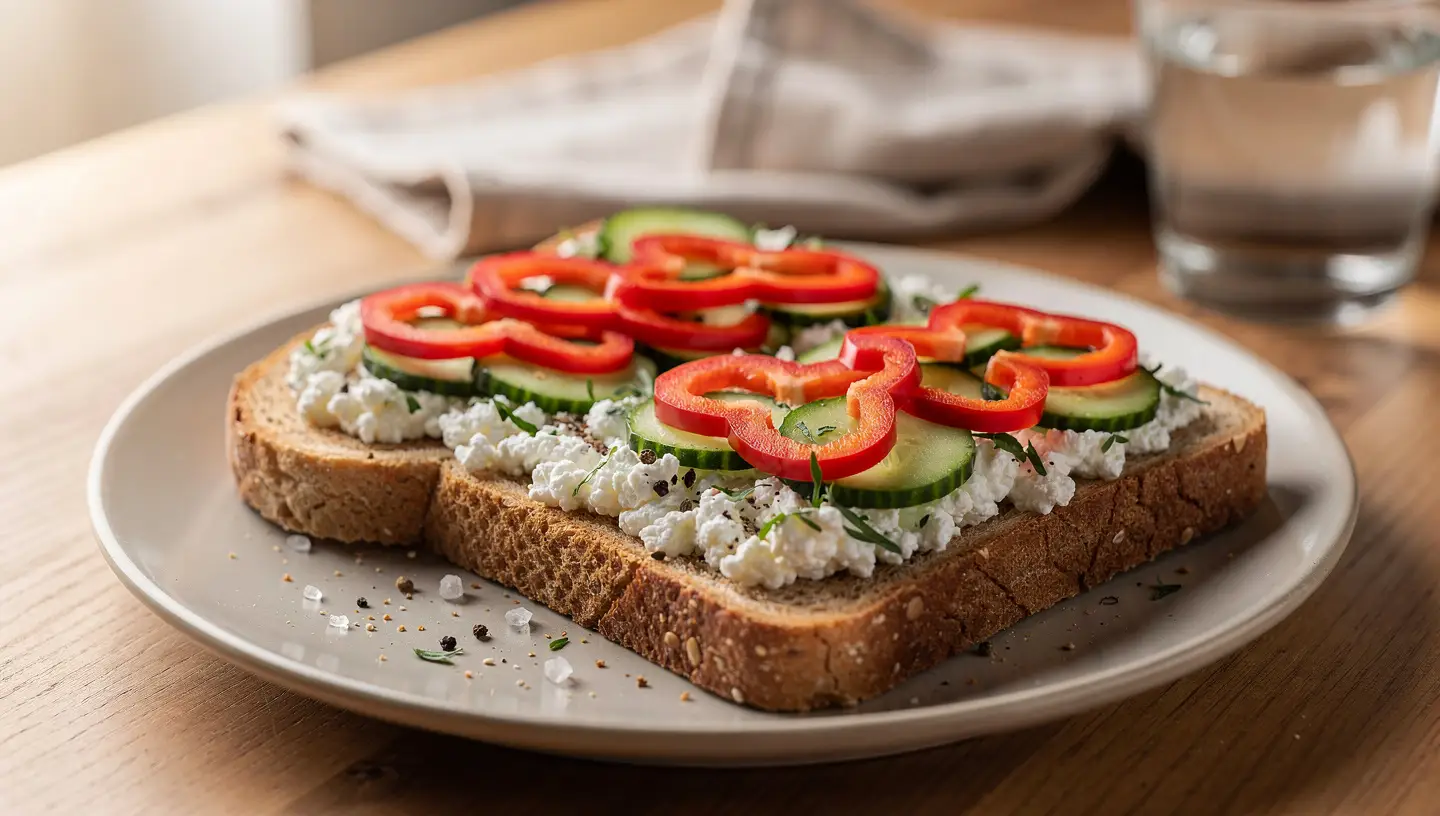 Integralni tost s namazom od svježeg sira i paprikom